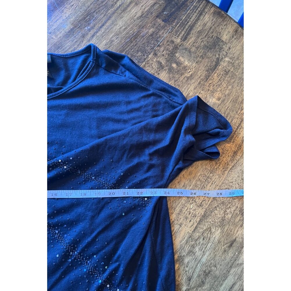 Lane Bryant Navy Blue Short Sleeve Sequin Embellished Blouse 22/24 - Picture 4 of 5
